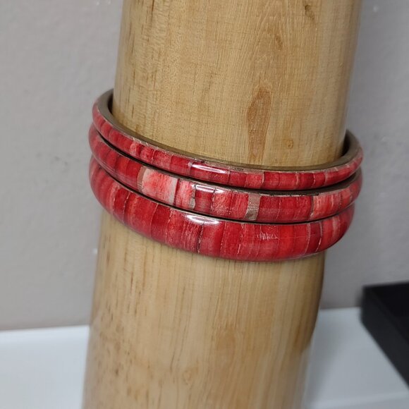 Set Of 3 Vintage 8 Inch Red Bangles - Picture 2 of 9